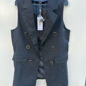 Ovi Black Blazer with Gold Accent